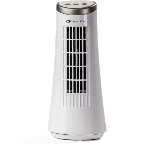 12 in. Tall, 5.5 in. Dia Base Electric Desktop Oscillating Tower Fan 2-Speed Digital Control White