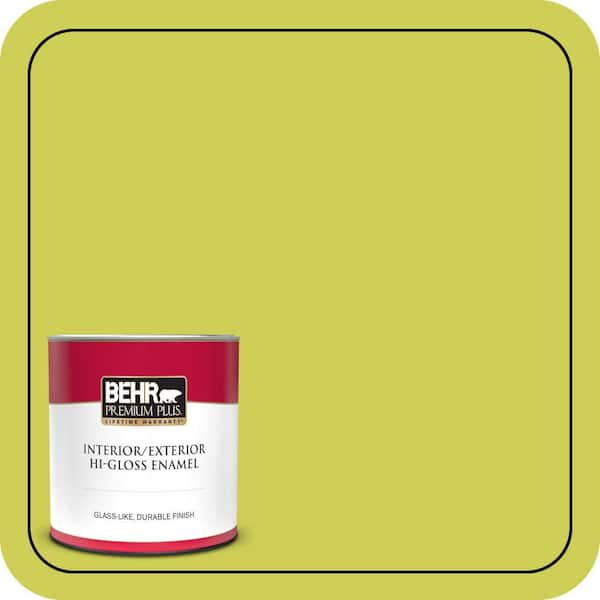 BEHR PREMIUM PLUS 1 qt. #400B-5 Grape Green Hi-Gloss Enamel Interior/Exterior Paint & Primer