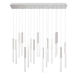 Benicio 3.15-Watt 18-Light Integrated LED Nickel Rectangle Chandelier with Clear Crystal Shade