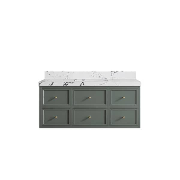 Willow Collections Roswell 48 in. W x 22 in. D x 36 in. H Single Sink Bath Vanity in Pewter Green with 2 in. Viola Night qt. Top