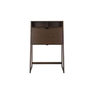 36 in. Rectangular Smoke Brown Secretary Desk with Solid Wood Material