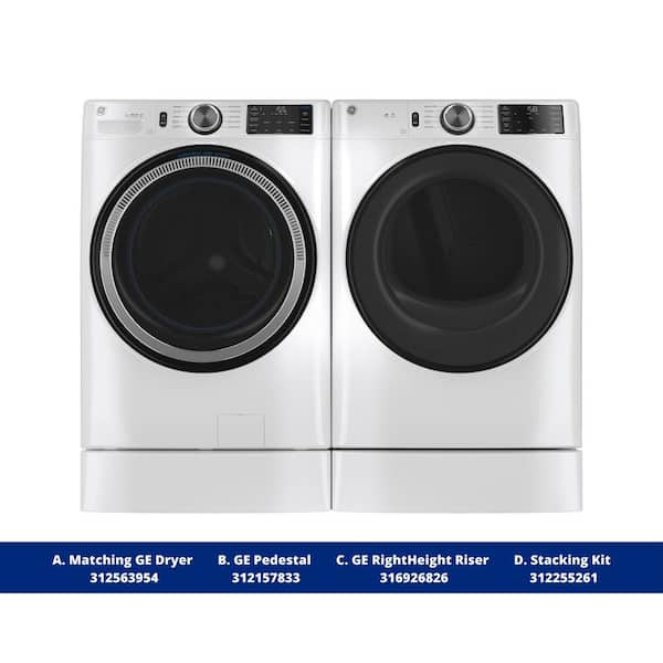 GE - 4.8 cu. ft. Smart White Front Load Washer with OdorBlock UltraFresh Vent System and Sanitize with Oxi