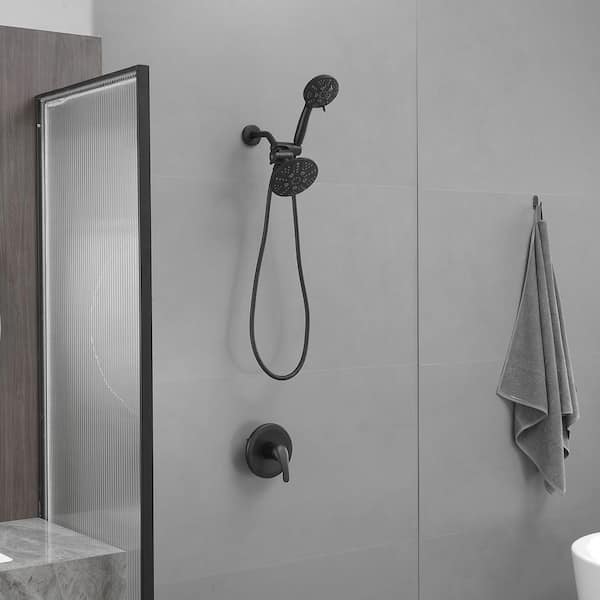 Single Handle 6-Spray Shower Faucet 1.8 GPM with High Pressure, Adjustable Flow Rate in Matte Black