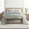 Becky Cameron Waffle Textured 3 Piece All Season Down-Alternative Queen Comforter Set in Green Mist COMF-TMU-QE-GMIST