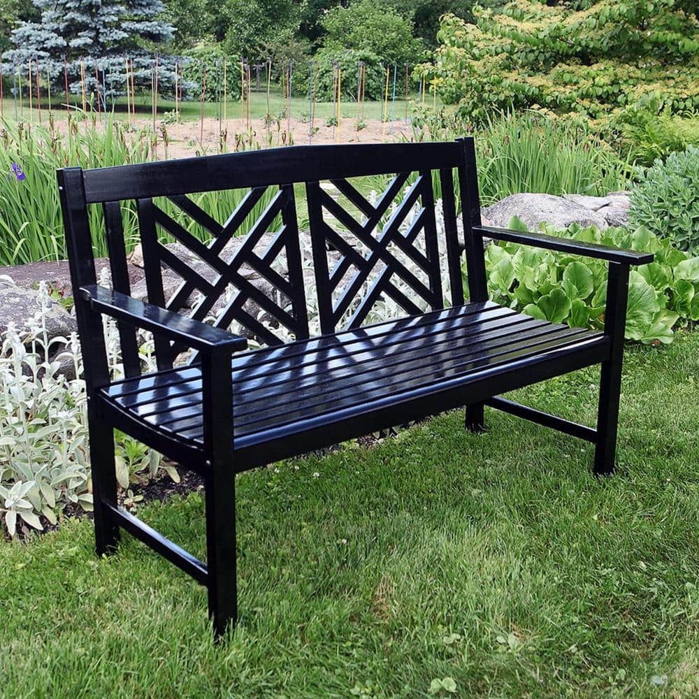 Black Eucalyptus 4-Foot Fretwork Garden Bench