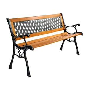 49.5 in. W 3-Person Cast Iron Outdoor Metal Patio Bench, Weatherproof Porch Path Chair