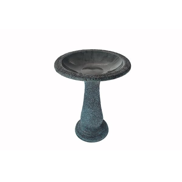 Exaco 24 in. H x 18 in. W Endura Clay Grey/Blue Birdbath