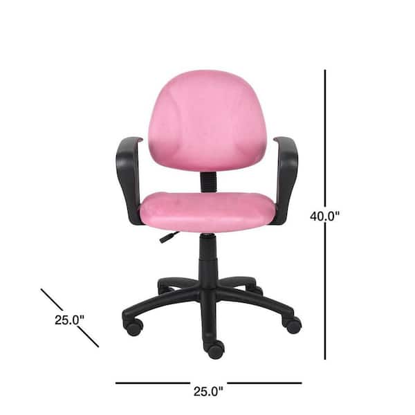 Vinsetto 24.5 x 23.5 x 38.5 Pink Polyester Swivel Rocker Task Chair with Arms