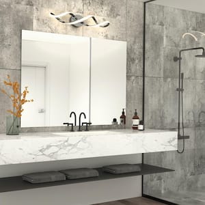 Swirl 27 in. 1-Light Chrome Modern Integrated LED Vanity Light Bar for Bathroom