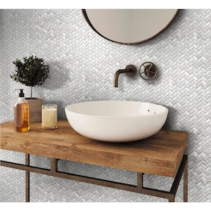 White 10.6 in. x 11.2 in. Herringbone Polished Natural Shell Mosaic Tile (16.49 sq. ft./Case)