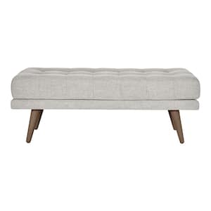 Whaverton Dining & Living Upholstered Accent Bench in Stone Gray with Oak Base (48" W x 18" H x 21" D)