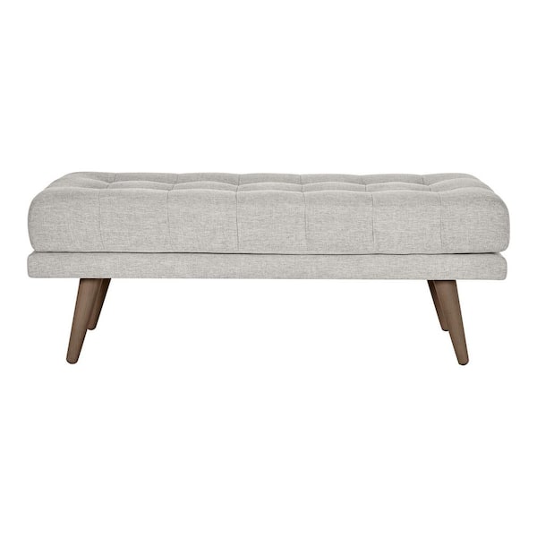 StyleWell Whaverton Dining & Living Upholstered Accent Bench in Stone Gray with Oak Base (48" W x 18" H x 21" D)