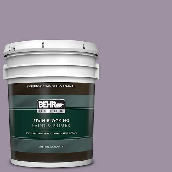 BEHR ULTRA 5 gal. #660F-5 Amethyst Phlox Semi-Gloss Enamel Exterior Paint & Primer