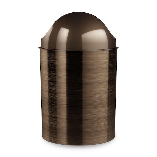 Dyiom 2.5 gal Mezzo Plastic Swing Top Lid Bathroom Trash Can, Bronze