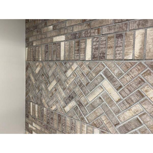 Vintage Oak Thin Brick Herringbone Panel