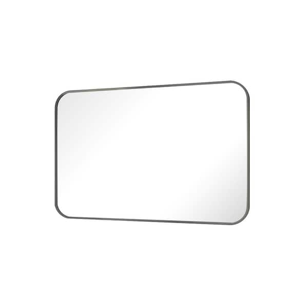 24 in. x 36 in. Rounded Rectangle Wall Mirror Bathroom Vanity Mirror with Black Aluminum Alloy Frame