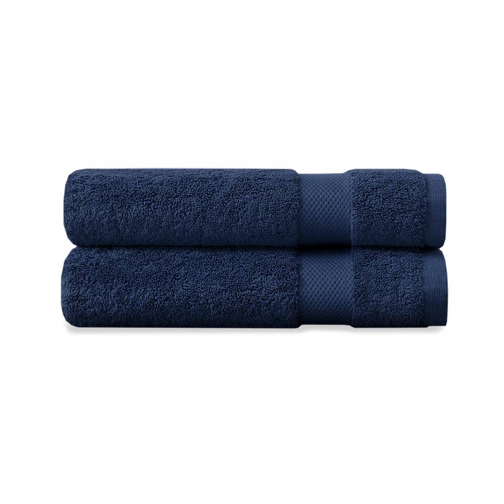 Delara Navy Blue Solid 100% Organic Cotton Luxuriously Plush Hand ...