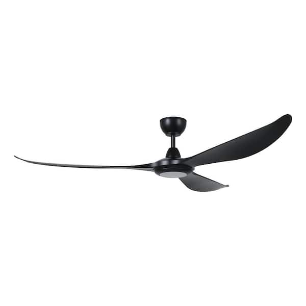 Mission Bay 72 in. Outdoor Black Ceiling Fan with Warm White Integrated LED