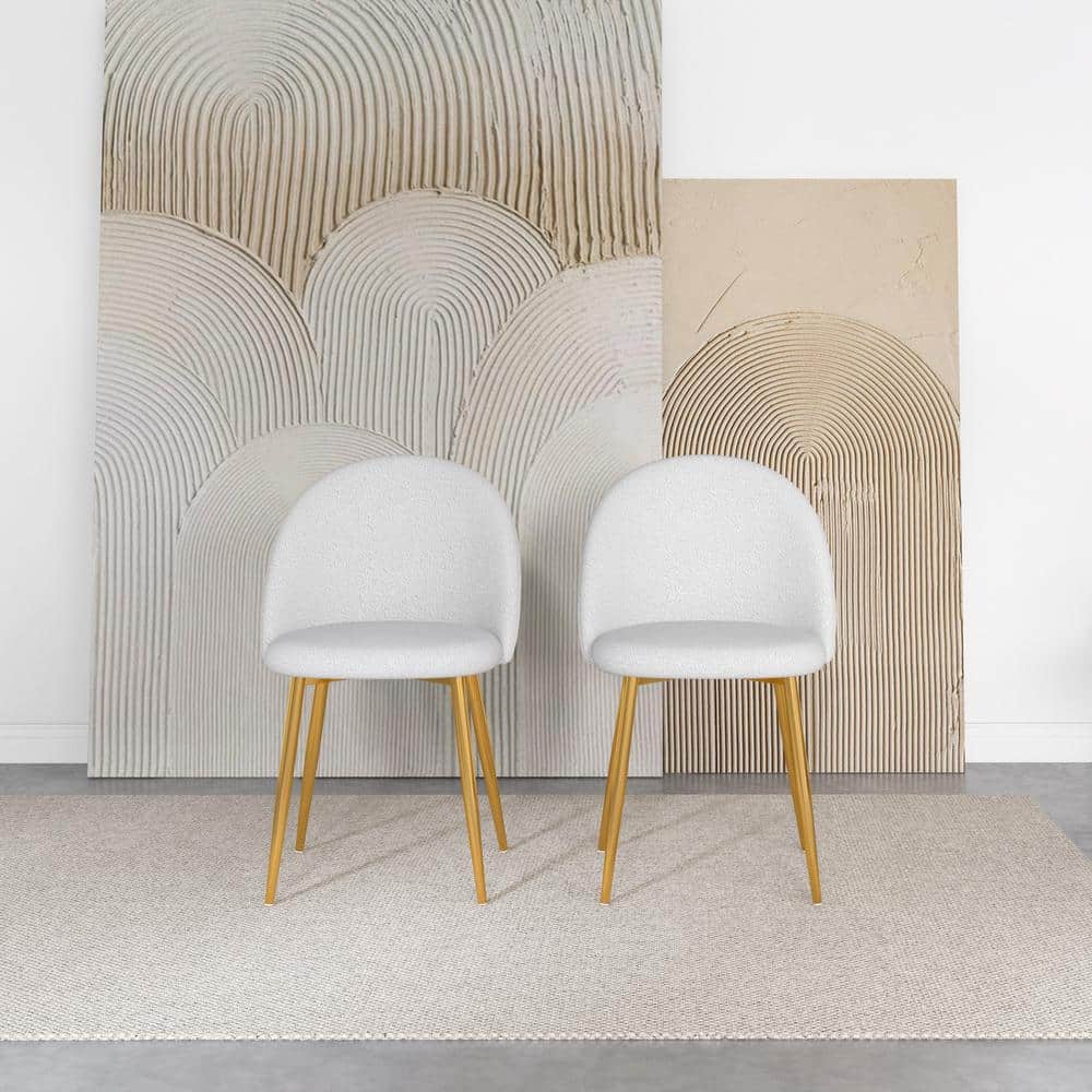 High-Back Cream Boucle Upholstered Parsons Side Chair Set