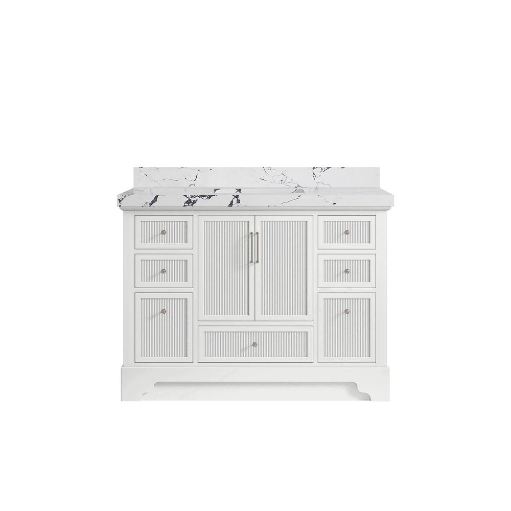 Alys 48 in. W x 22 in. D x 36 in. H Single Sink Bath Vanity in White with 2 in. Viola Night Quartz Top price history on PriceWatchPro