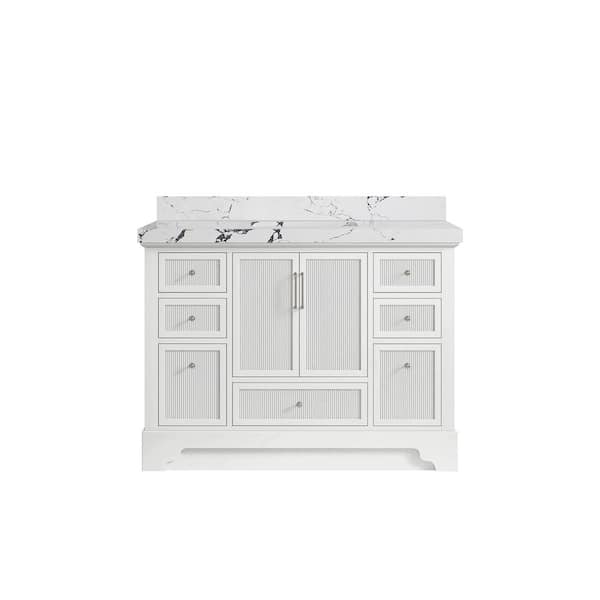 Willow Collections Alys 48 in. W x 22 in. D x 36 in. H Single Sink Bath Vanity in White with 2 in. Viola Night Quartz Top