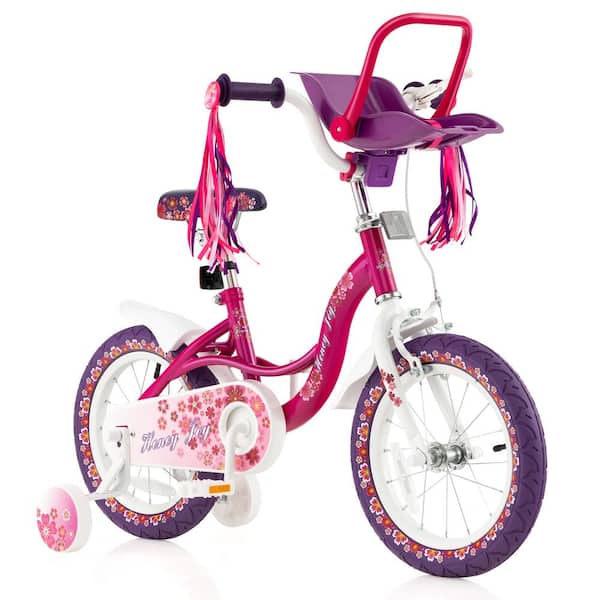Costway 14 Kids Bike with Doll Seat Girls Bicycle with