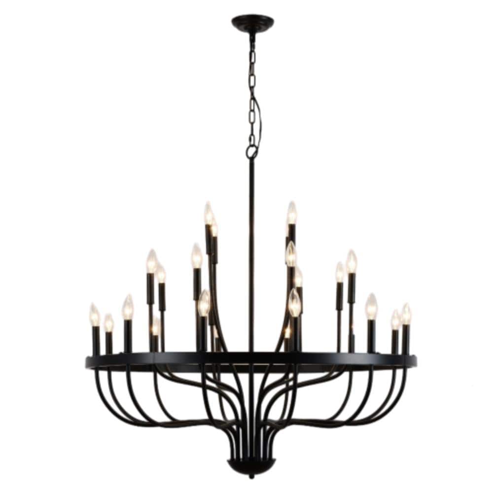 24-Light Black Industrial Iron Candle Chandelier for Dining Living Room Kitchen price history on PriceWatchPro