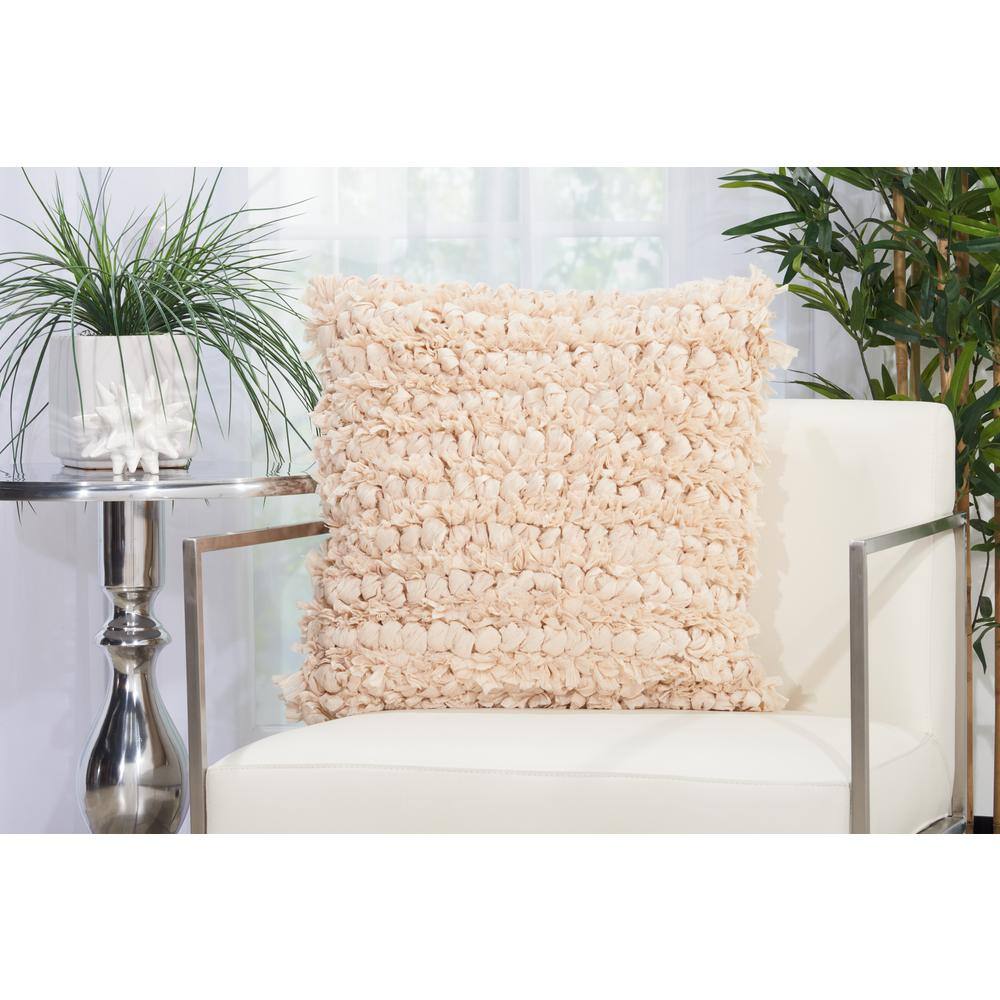 Beige Shaggy Square Kids Decorative Throw Pillow