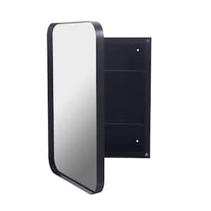 15.74 in. W x 23.60 in. H Rectangular Metal Medicine Cabinet with Mirror, Wall Cabinet W/Adjustable Shelve, Matte Black