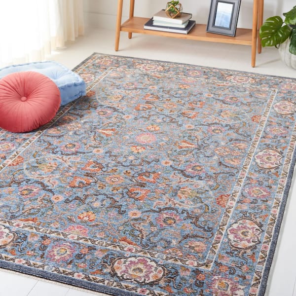 Crimson 8 ft. x 10 ft. Blue/Black Oriental Floral Area Rug
