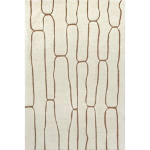 Arvin Olano Nazco Abstract New Zealand Wool Cream 6 ft. x 9 ft. Area Rug