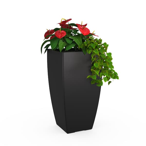 Kobi 38 in. Tall Black Self-Watering Polyethylene Planter