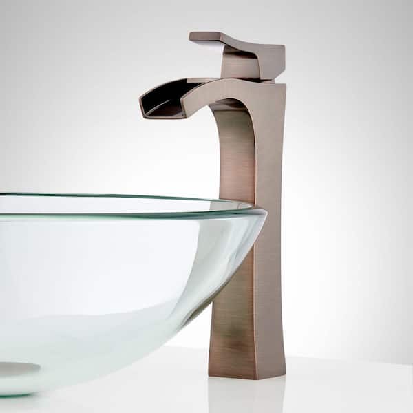 SIGNATURE HARDWARE Vilamonte Single Handle Vessel Bathroom Faucet with Drain Kit Included in Oil Rubbed Bronze