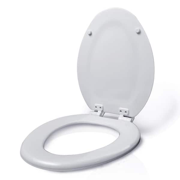Elongated Molded Wood, Easy Remove, Adjustable Hinge Front Toilet Seat in White 16-3/4 in. x 13-3/4 in. x .71 in.