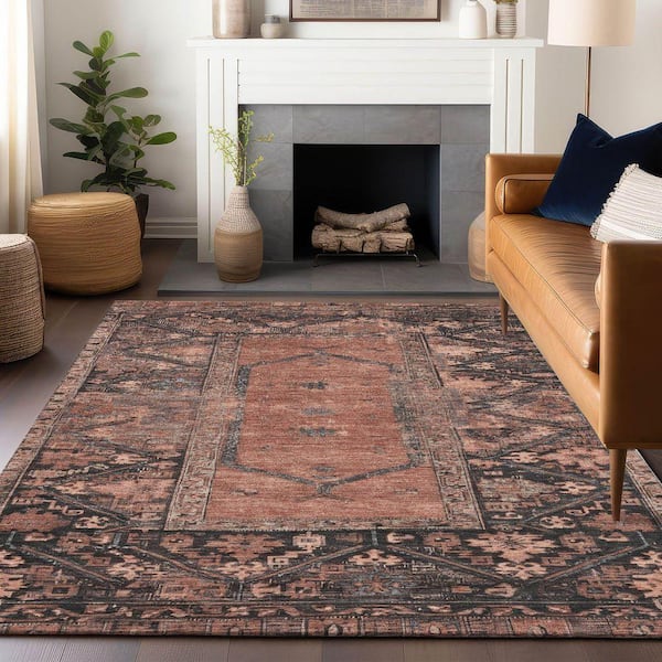 Chantille Machine Washable Indoor/Outdoor Abstract ACN1727 Terracotta 3 ft. x 5 ft. Area Rug