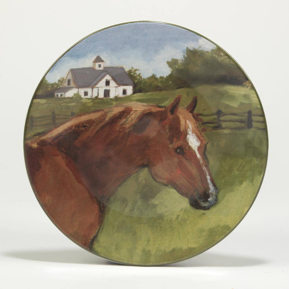 York Stables Ceramic Horse Design Salad Plates, Set of 4