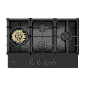 Tri-Ring 30 in. 4-Burners Gas Cooktop in Black with Wok Grate, Fast Ignition and Flame Failure Device, LP Conversion Kit