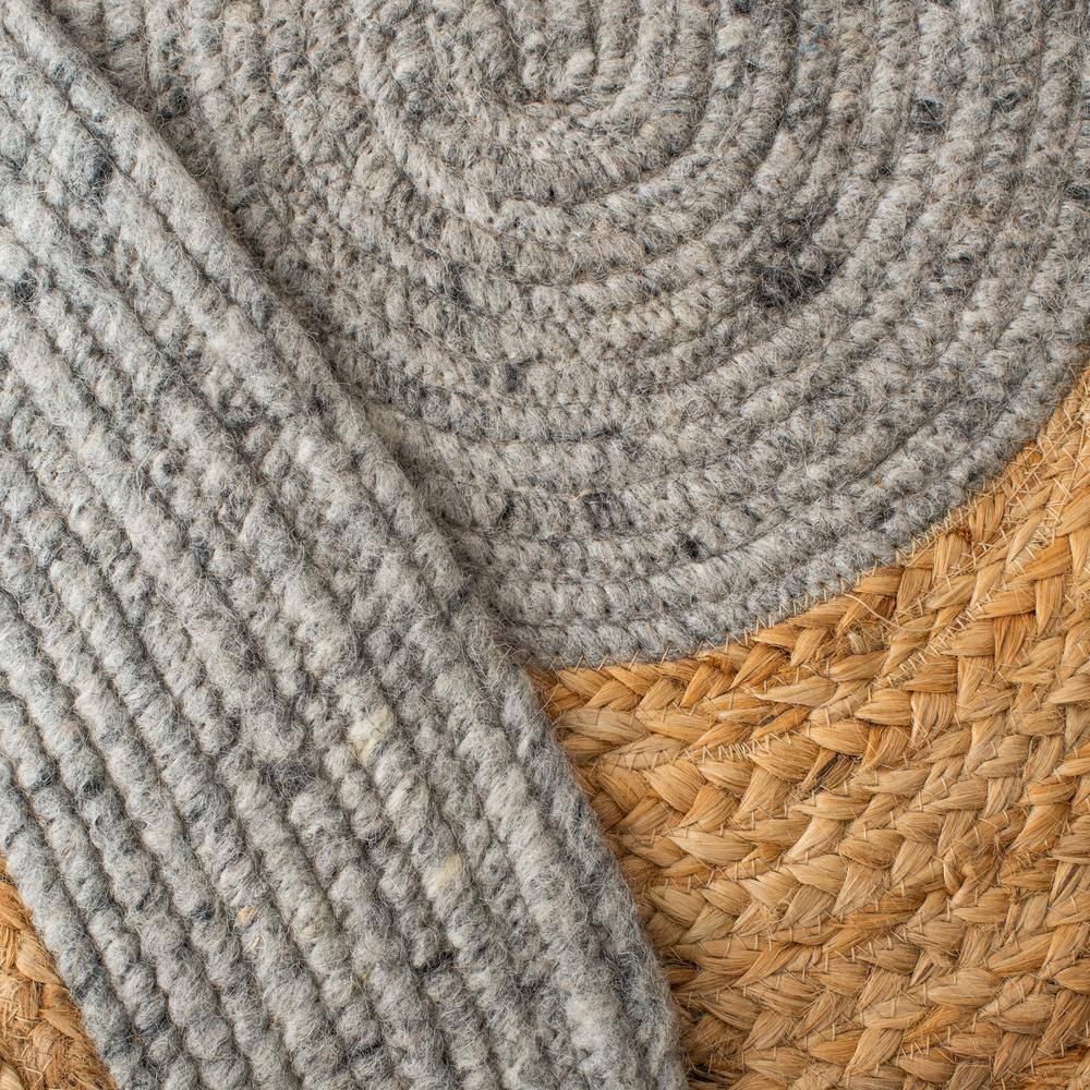Gray and Natural Oval Braided Wool Cotton Rug 6' x 9'