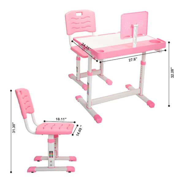 PUTEARDAT Toddler Desk and Chair Set - Height Adjustable Study