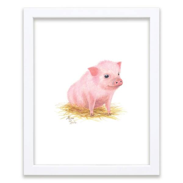 Unbranded Barnyard Littles "Piglet" by Alyssa Lewis Individual White Framed Animal Art Print 20 in. x 16 in.