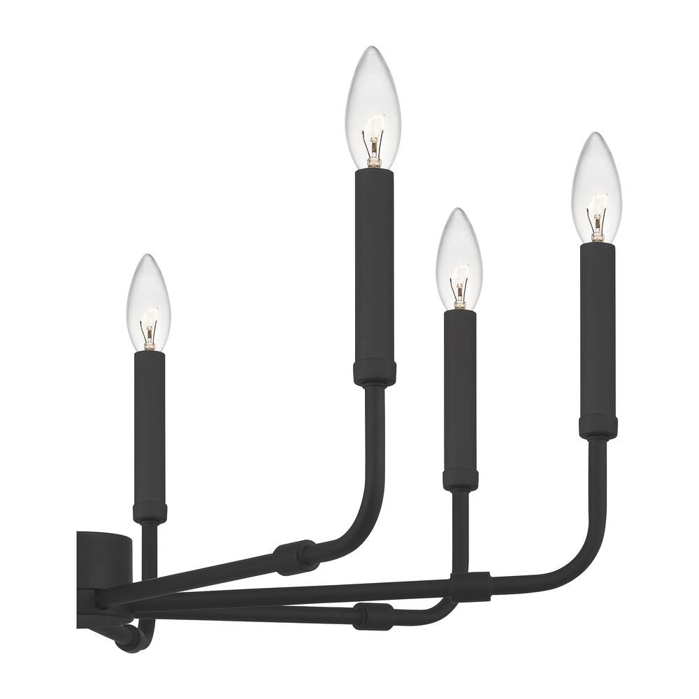 Matte Black 28-Inch 8-Light Steel Candle Chandelier