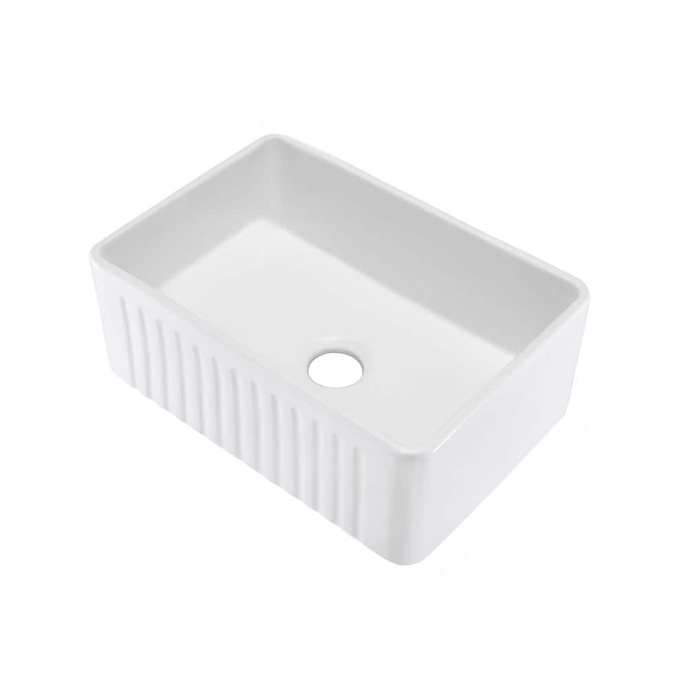 Delice 24 x 18 White Ceramic Farmhouse Kitchen Sink with Apron