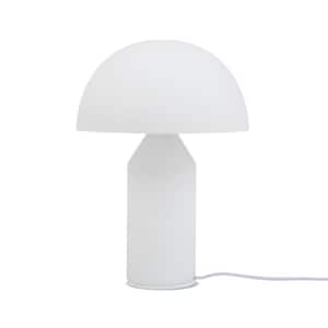 Venus 15 in. Frosted Glass Modern Integrated LED Table Lamp for Living Room or Office w/Frosted White Glass Bowl Shade