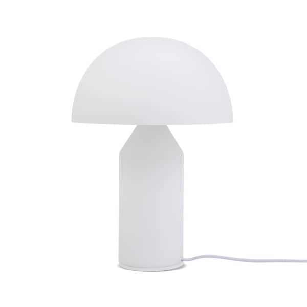 Brightech Venus 15 in. Frosted Glass Modern Integrated LED Table Lamp for Living Room or Office w/Frosted White Glass Bowl Shade