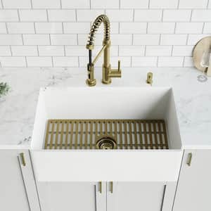 27 in. x 15 in. Silicone Bottom Grid for 30 in. Single Bowl Kitchen Sink in Matte Gold