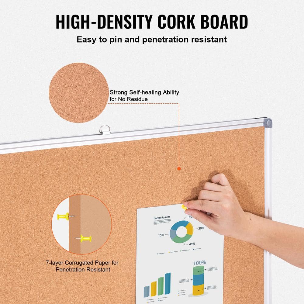 Large White Aluminum Framed Cork Bulletin Board