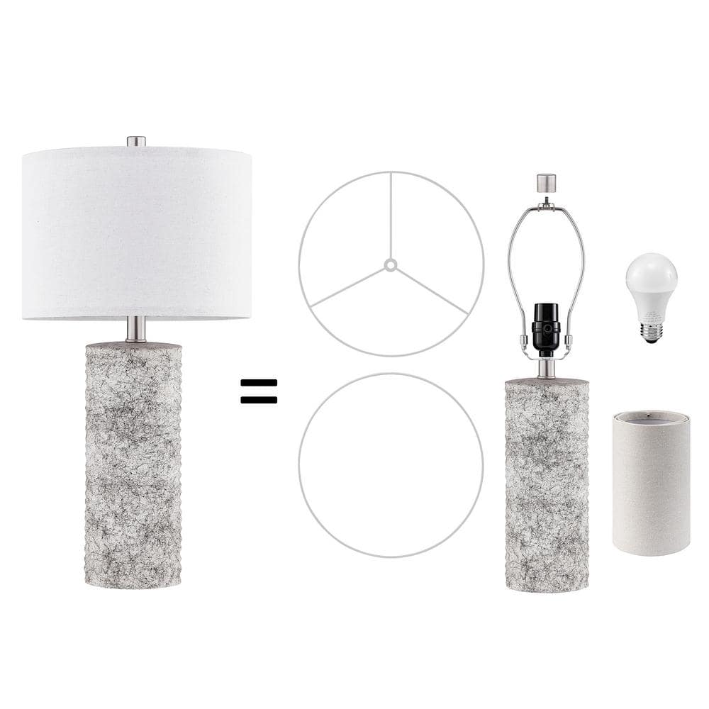 23.75" Silver Glazed Ceramic Table Lamp Set with Linen Shade