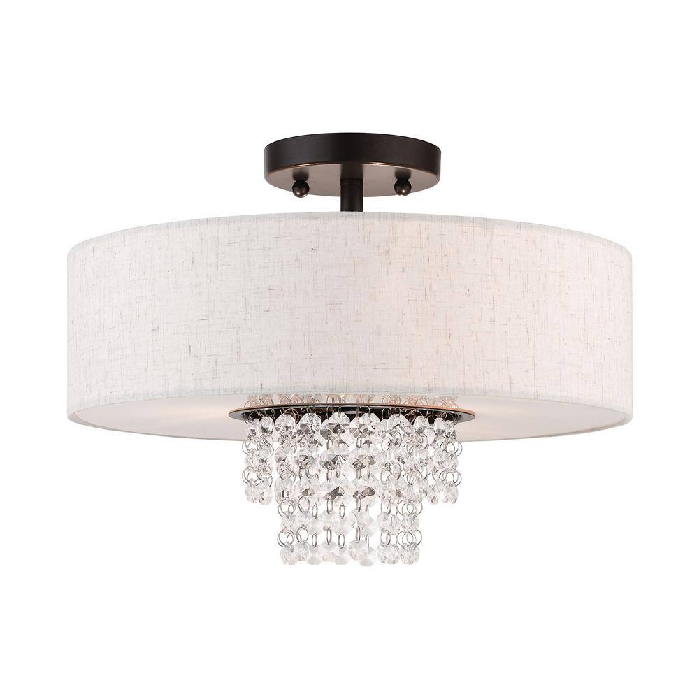 Wynington 15 in. 3-Light English Bronze Semi-Flush Mount price history on PriceWatchPro