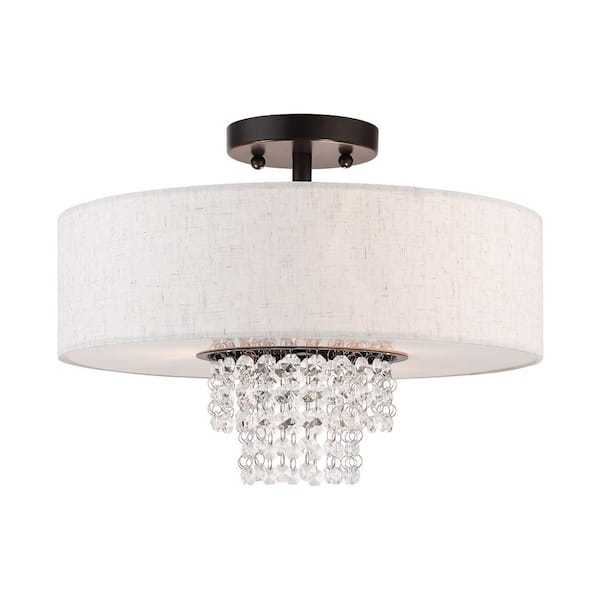 Livex Lighting Carlisle 15 in. 3-Light English Bronze Semi-Flush Mount