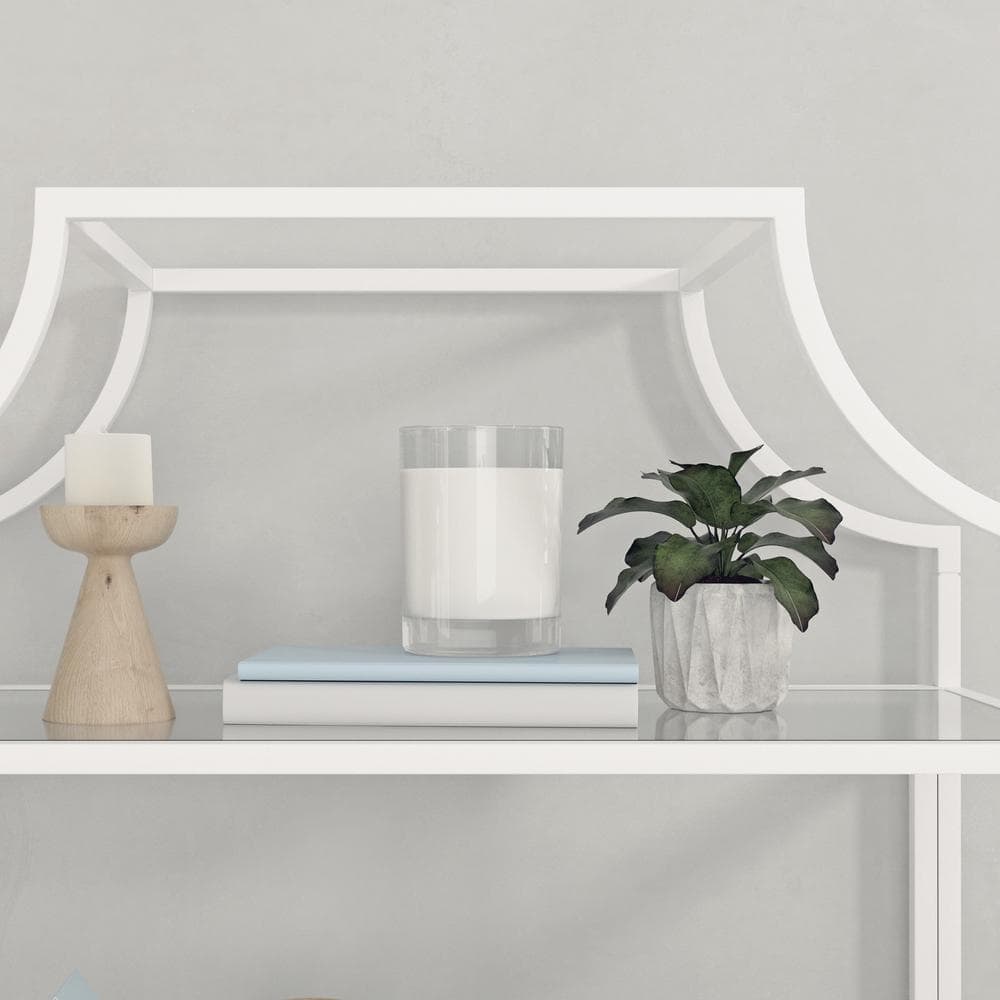 Elevate White Metal & Glass 5-Shelf Modern Bookcase